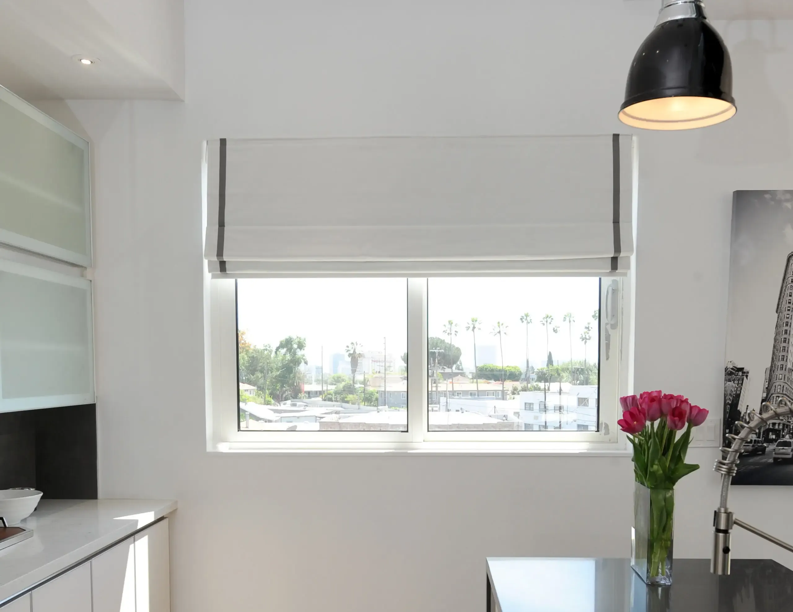 Roman shades installed in a home
