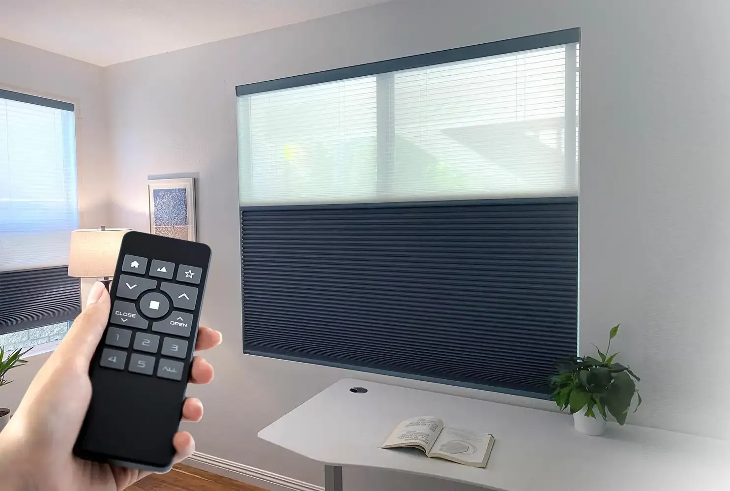 Honeycomb cellular shades adding filtered light and a softer window edge