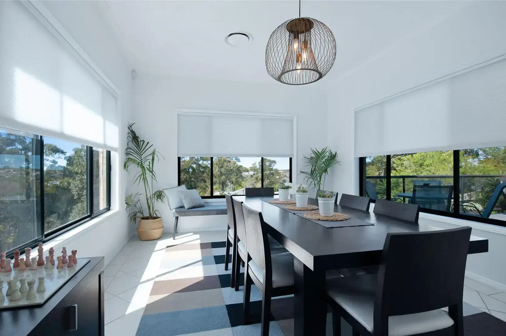 Top-down bottom-up honeycomb shade allowing daylight while maintaining privacy