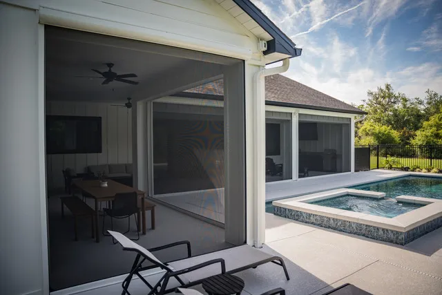 Motorized retractable screens installed on a patio