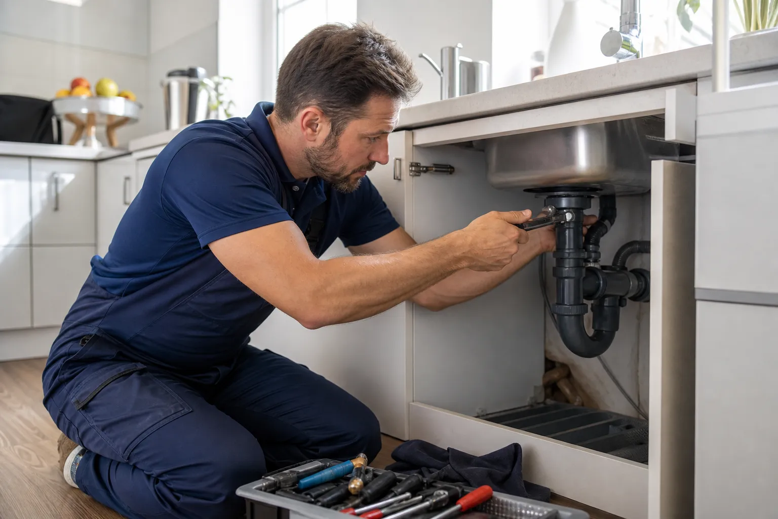 Photorealistic plumbing service hero image