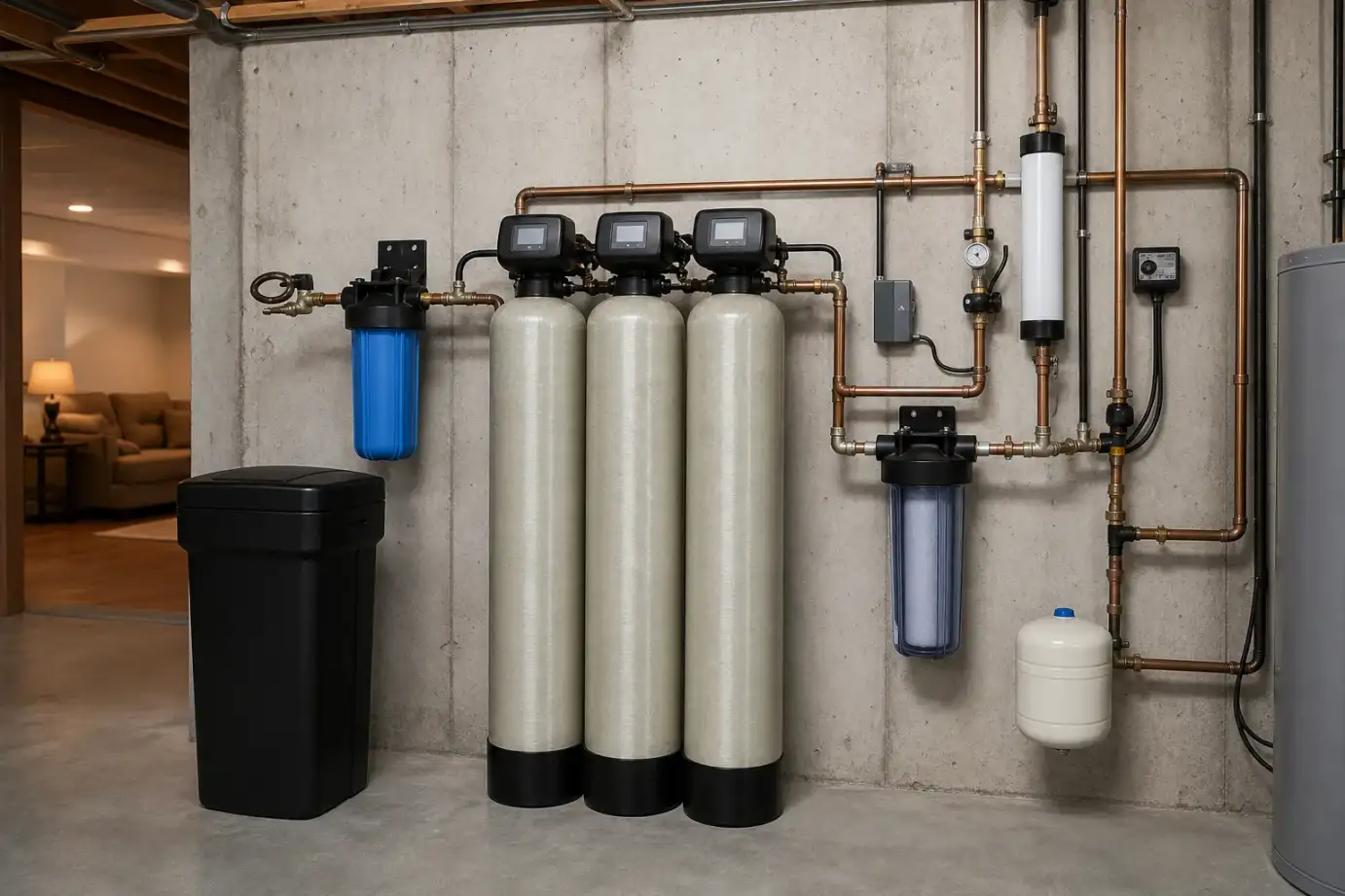 Whole-home water filtration system service